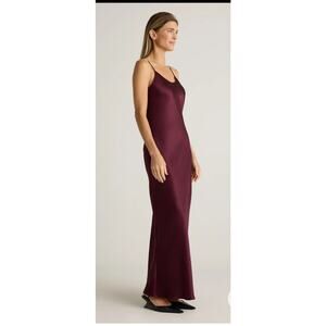Quince Wm's Washable Stretch Silk Slip Maxi Dress Wine Sz M #8